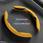 Suede Universal 38CM Car Steering Wheel Booster Cover Non-Slip Auto Interior Steer Protector Decoration Accessories-Brown