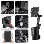 Car Cup Holder Expander with 360 Rotation Phone Mount