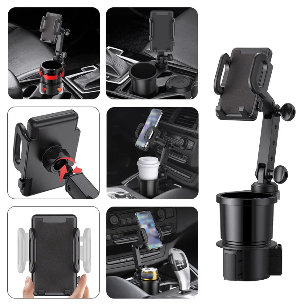Car Cup Holder Expander with 360 Rotation Phone Mount