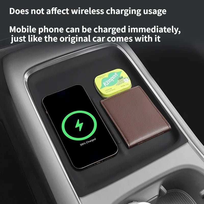 For Xpeng P7+ 2024-2026 Car Central Armrest Storage Box Wireless Charging Silicone Pa alternate view