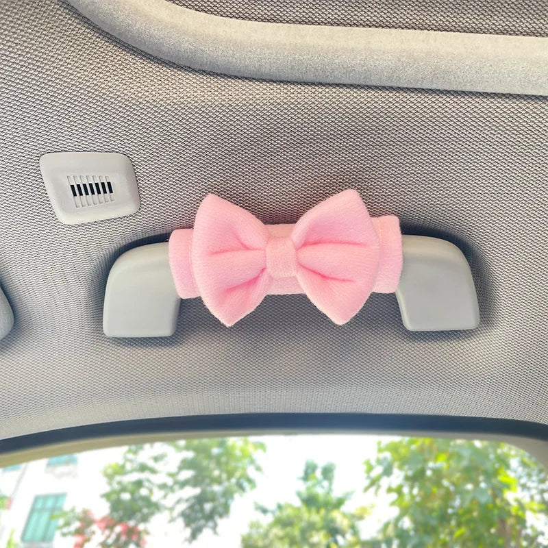 Car Roof Handle Protective Cover Cute Car Decoration Butterfly Bow Roof Armrest Cover