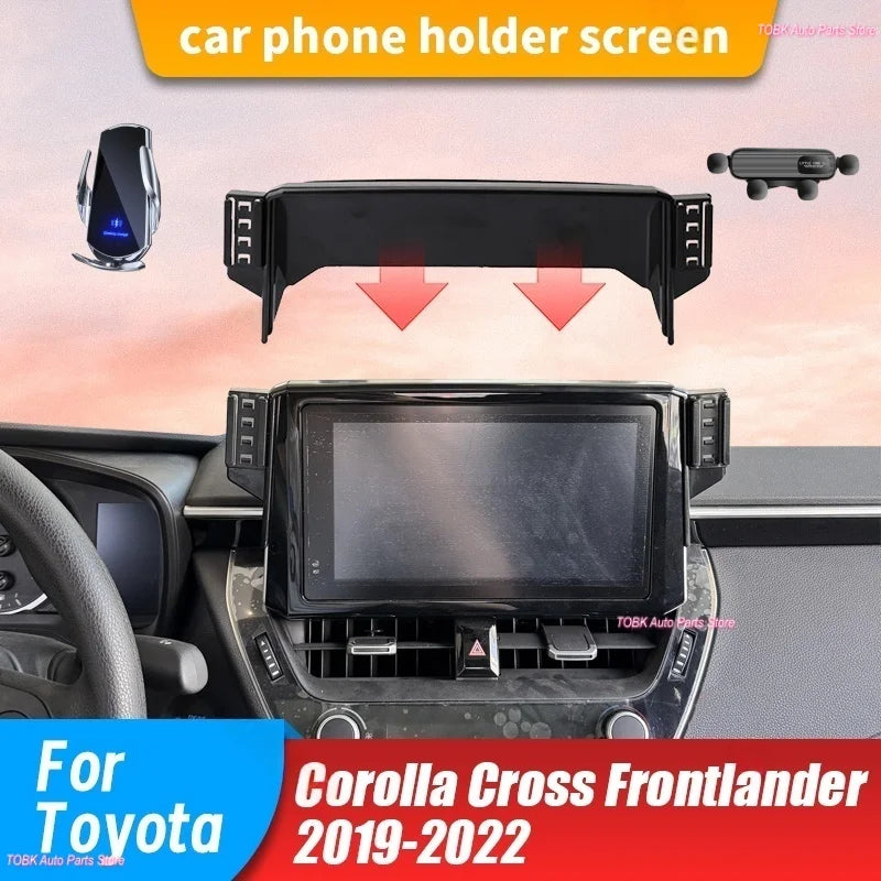 Dual Mobile Phone Holder Car Fixed Bracket Base For Toyota Corolla 2019 2020 2021 2022 Charging Vehicle Phone Mounts Accessories