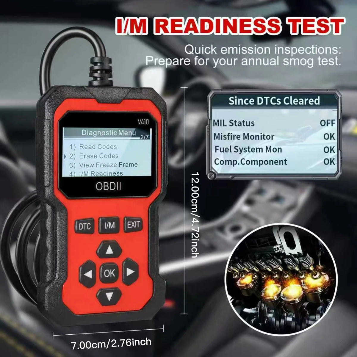 V410 OBD2 Car Diagnostic Scanner – All-in-One Diagnostic Tool for Identifying and Tro alternate view