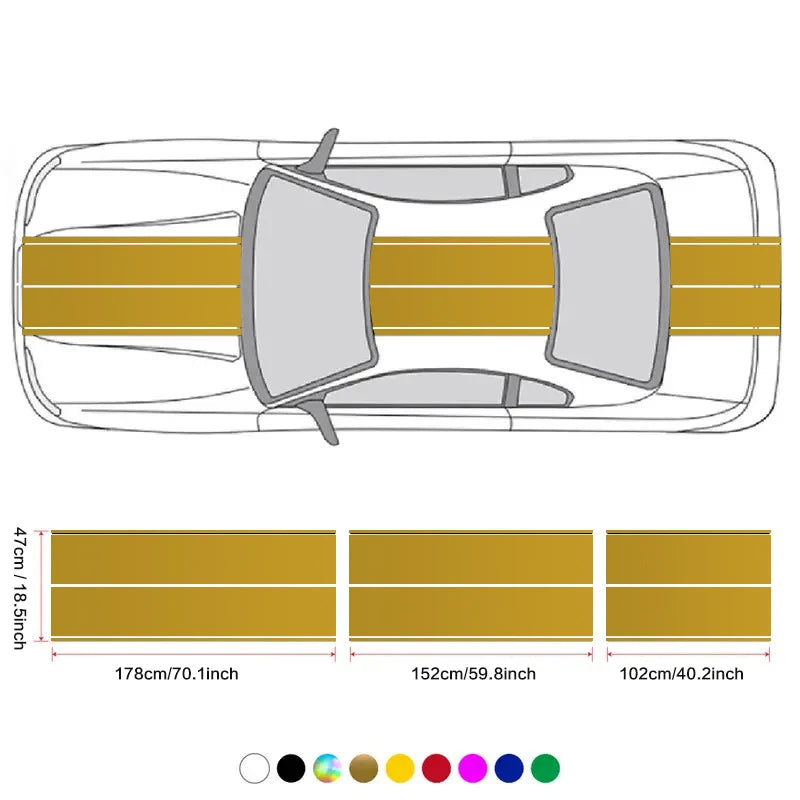 Car Stickers 6pcs Kit | Full Body Vinyl Decals Racing Stripe Design for Roof Hood D additional angle
