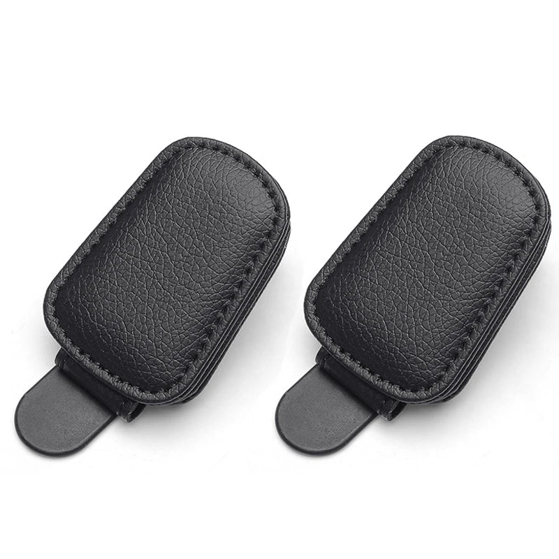 Leather Sunglasses Holder Car Sun Shade Clip lifestyle view