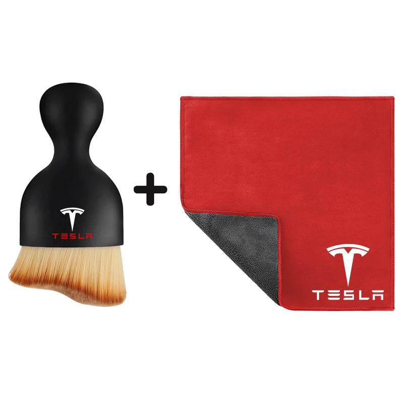 Car Interior Cleaning Soft Brush & Microfiber Towel Set | Tesla Model 3 Y alternate view