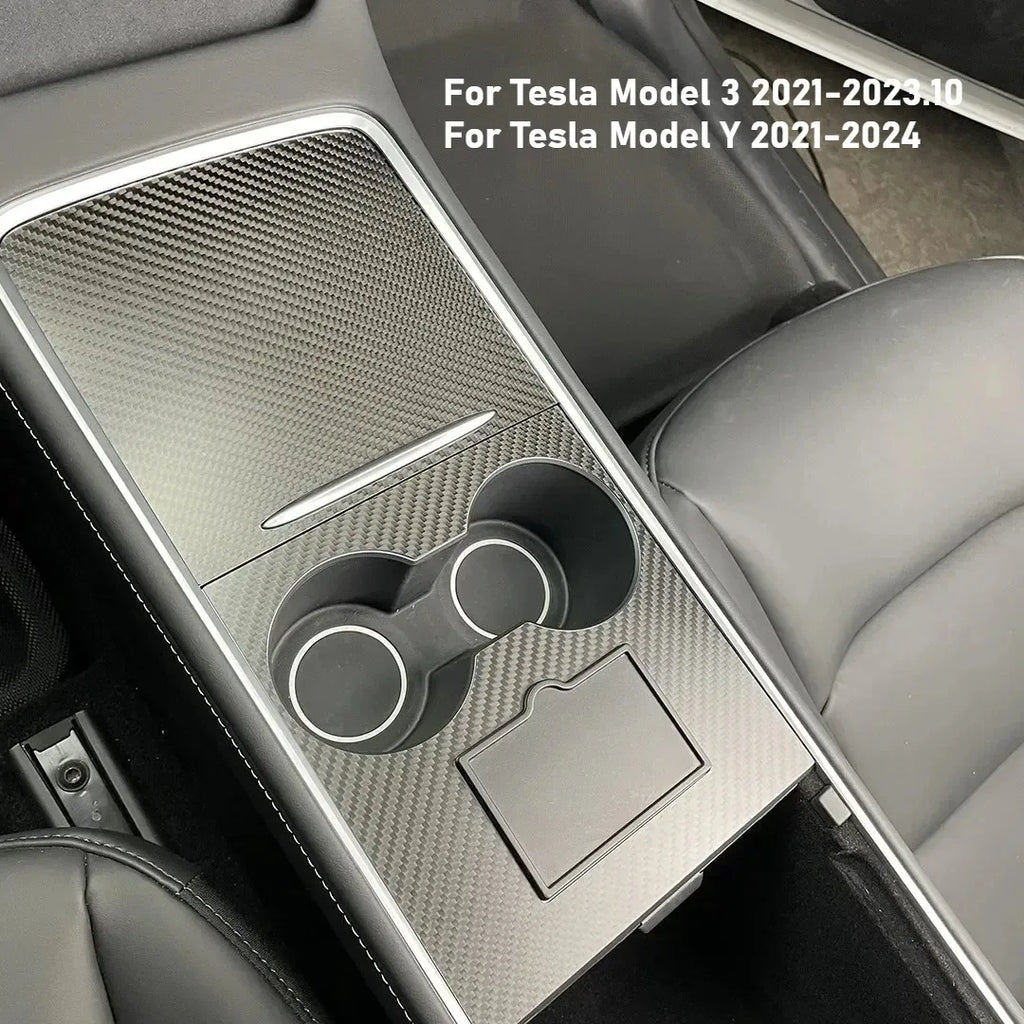 Carbon Fiber Center Console Trim for Tesla Model 3 Y | Real Carbon Fiber Decorative additional angle