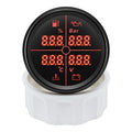 52mm 4 In 1 Multifunction Gauge Fuel Level Oil Pressure Water Temp Voltmeter with 8 Colors Backlights for Car Truck Boat Vehicle