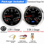 Custom 2 Gauges Set With Sensors Kit | 85mm 3-in-1 GPS Speedometer, Fuel, Tachometer, Oi detail view