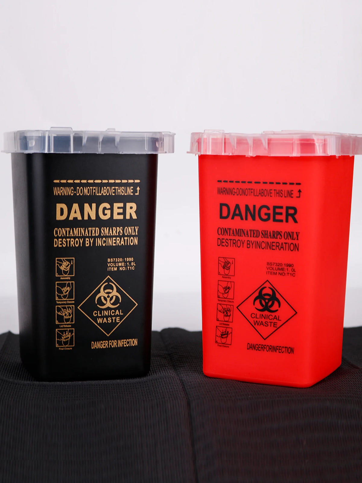 1L Tattoo Sharps Collection Bucket Eyebrow Trimmers Glass Fragments Storage Box Nee additional angle