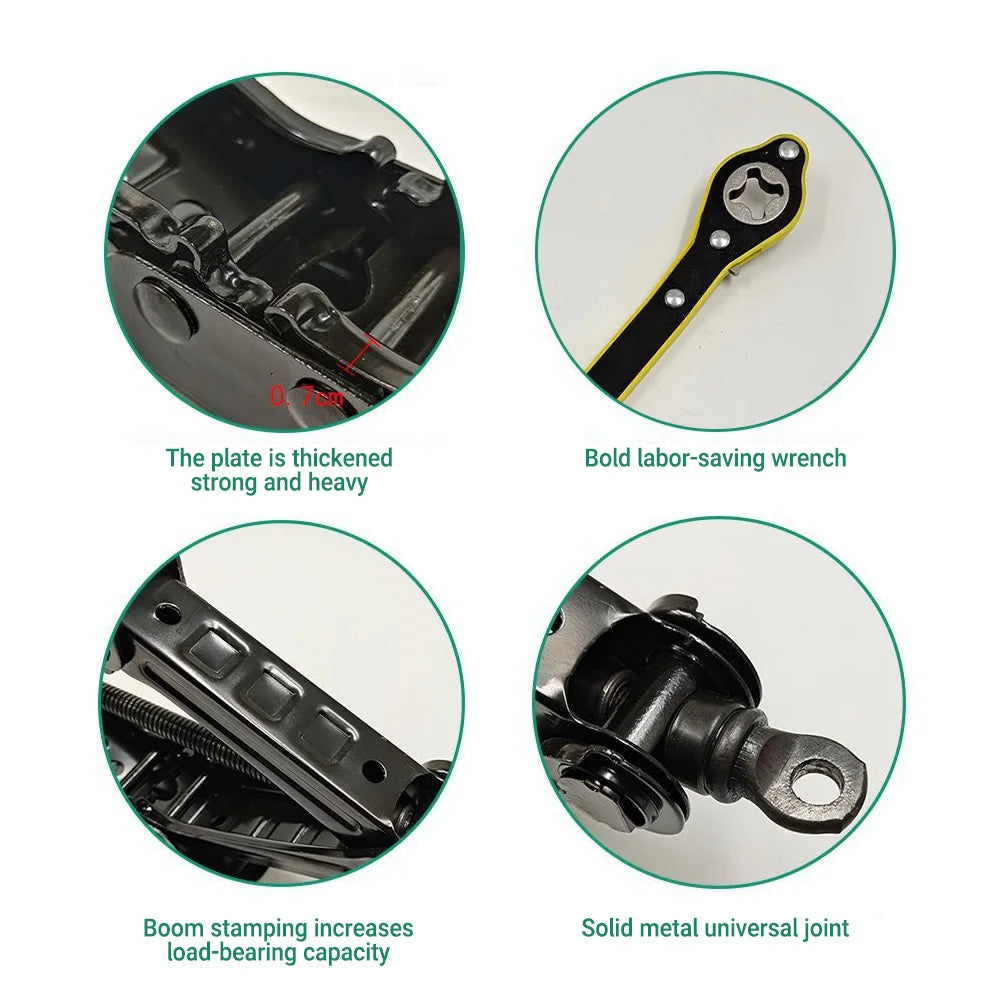 Mechanical Manual Scissor Jacks With Stabilizer Base & Ratchet Wrench For Car/SUV Tire close-up view