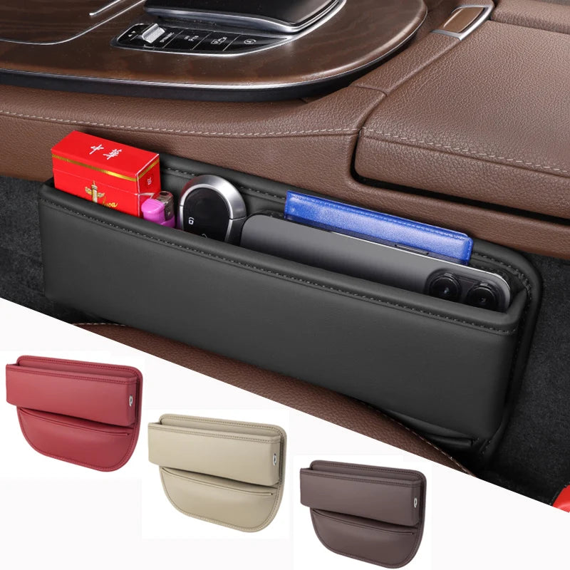 PU Leather Car Seat Gap Organizer Box – Multifunctional Driver Seat Storage with Charging Hole