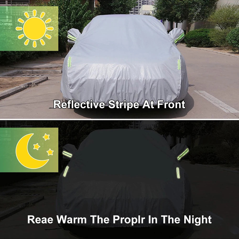 Car Cover Thickened Outdoor Sun Protection 190T | Full Exterior Snow Cover with Ref additional angle