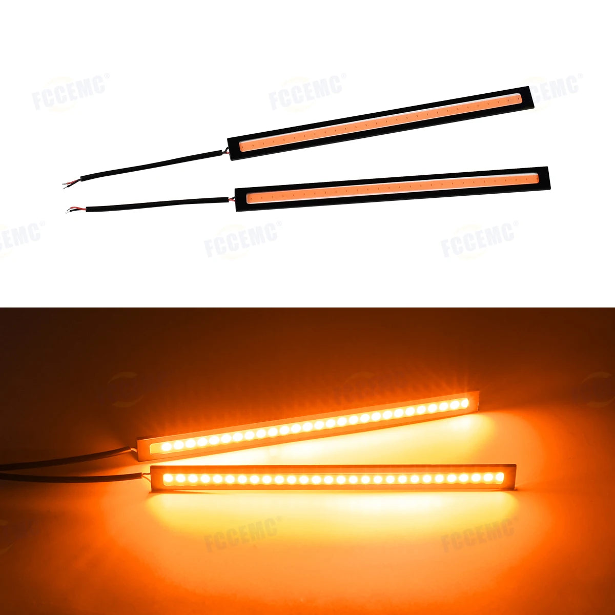 LED Car COB Daytime Running Lights 2 Pcs 12V close-up view