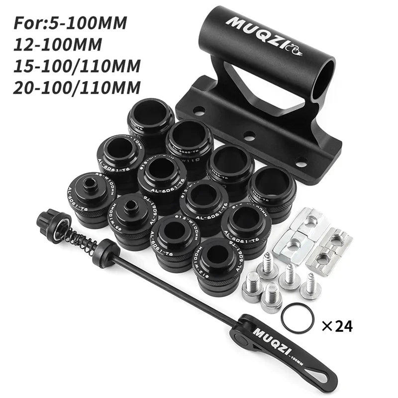 MUQZI Thru Axle Fork Mount Bike Rack | Quick Release Bicycle Carrier for Car Roof Truc close-up view