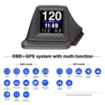 Multi-function OBD2+GPS Car HUD Head Up Display | A-Pillar Turbo Gauge alternate view