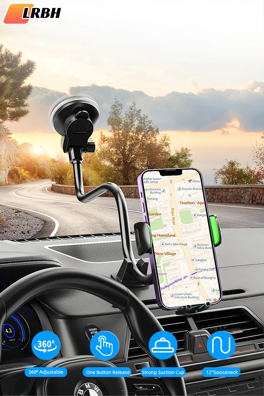 Cell Phone Holder Car, Windshield/Dashboard/Window Car Phone Holder Mount, Suction Cup Phone Mount f