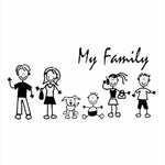 Car Sticker Family Stick Figure Kid Baby Cat Dog Pet Creativity Bumper Applique PVC Decal 10*20cm Accessory Stickers Supplies