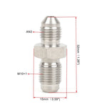 Stainless Steel Double Headed Thread Brake Fittings Adapter | AN3 Male to M10x1 / M additional angle