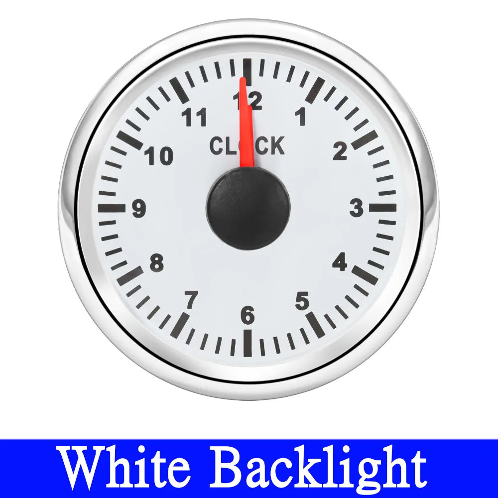 52mm Waterproof Clock Gauge 0-12 Hours | Red Blue White Backlight Hourmeter for Car Tr close-up view