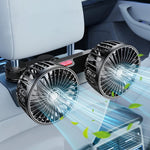 Car Fan 360° 3-speed Car Seat Back Cooling Fan USB Charge Dual Head Fan Adjustable Rotation Neck Coo