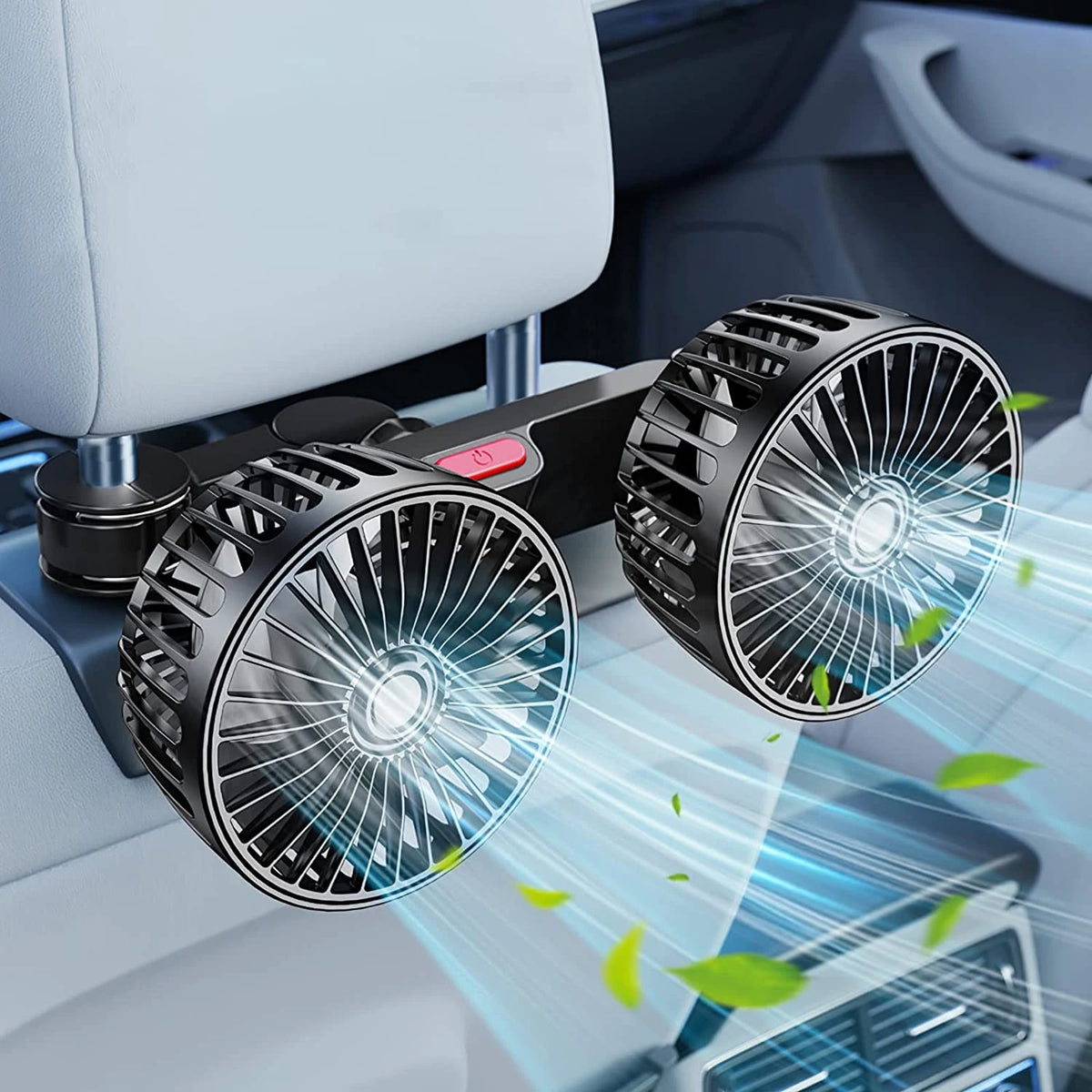 Car Fan 360° 3-speed Car Seat Back Cooling Fan USB Charge Dual Head Fan Adjustable Rotation Neck Coo
