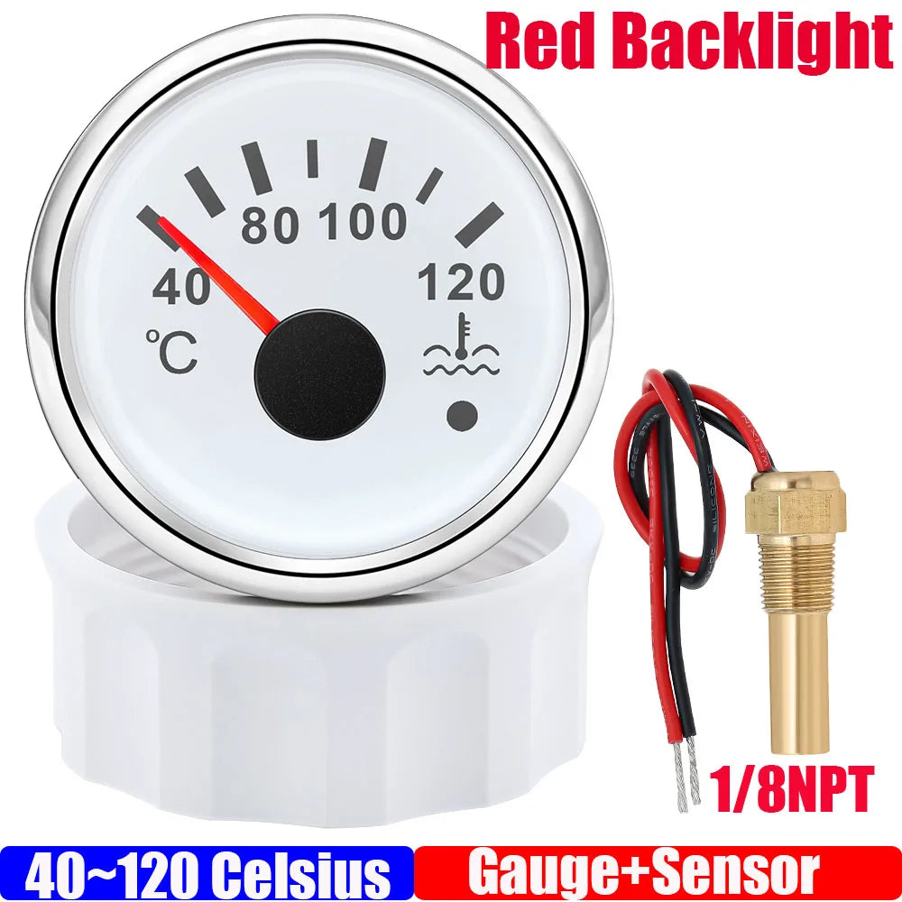 52mm Water Temperature Gauge with Flash Alarm | 40-120℃ Red LED Water Temp Meter for lifestyle view