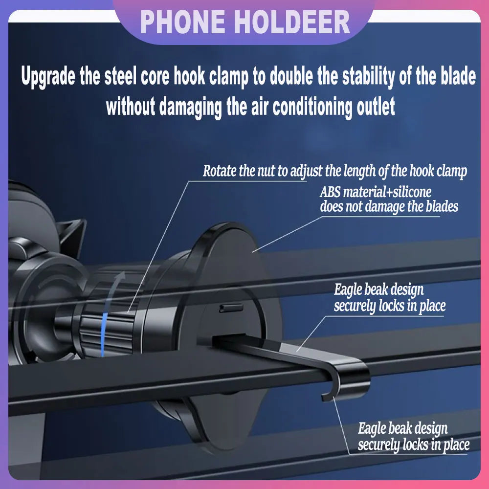 Car Phone Holder Air Vent Clip Mount For 5-7 Inch Mobile Devices