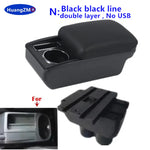 For Volkswagen VW Touran Caddy Armrest Box Double-Layer Center Storage Box USB Port Cup Holder Interior Retrofit Car Accessories
