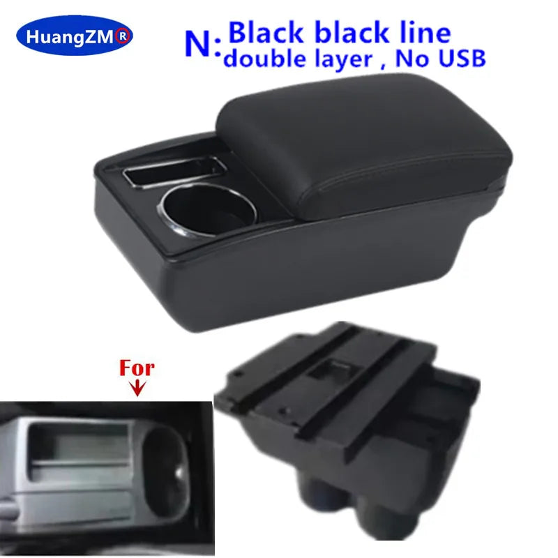 For Volkswagen VW Touran Caddy Armrest Box Double-Layer Center Storage Box USB Port Cup Holder Interior Retrofit Car Accessories