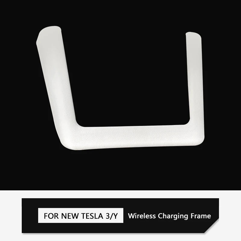 for Tesla Model Y Launch Juniper 2025 Model 3 Highland 2024 White leather Center Console Wireless charging frame Cover