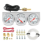 3 in 1 Car Meter Kit 52mm Voltmeter Water Temp Oil Press Black Chrome Bezel Triple Ga alternate view