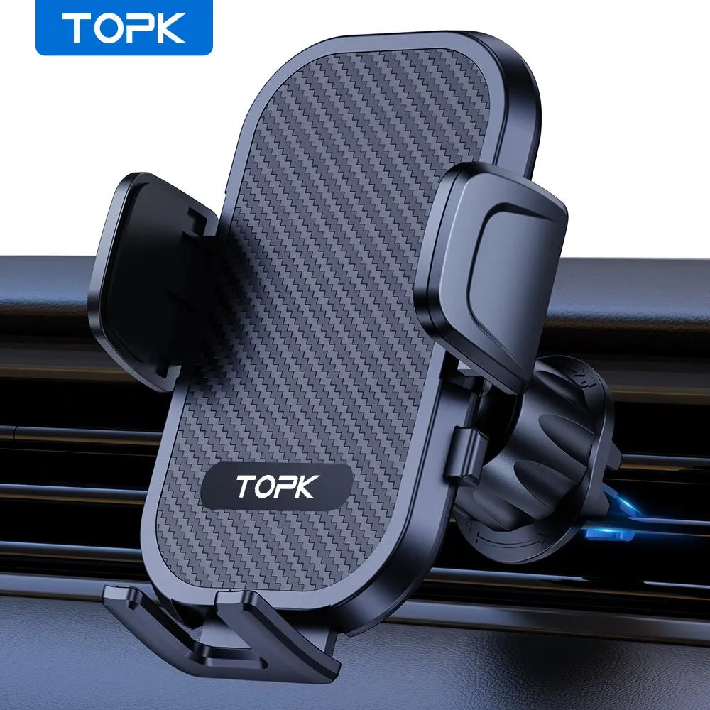 TOPK Car Phone Holder Mount | Air Vent Hands-Free Cradle for 4 to 7 Inch Phones