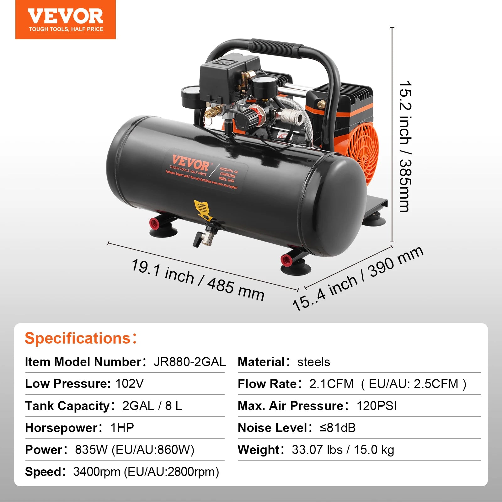 Air Compressor 750W-3000W Oil Free Quiet Portable Pump | Auto Repair & Tire Inflati additional angle