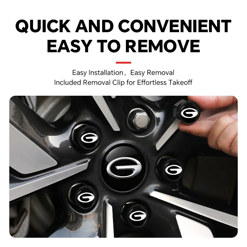 20PCS Car Wheel Caps Bolts for GAC Trumpchi M8 GS4 GS4 MAX GS3 GS8 M6 | Black ABS Tire close-up view