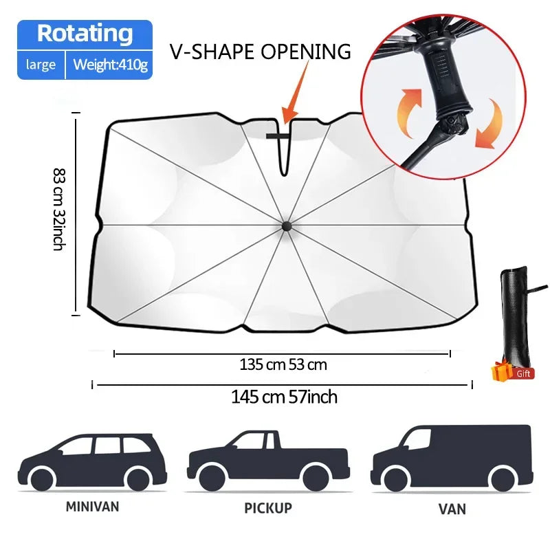 Car Sunshade Windshield Umbrella Front Sun Shade Parasol Foldable Summer Protection Car detail view