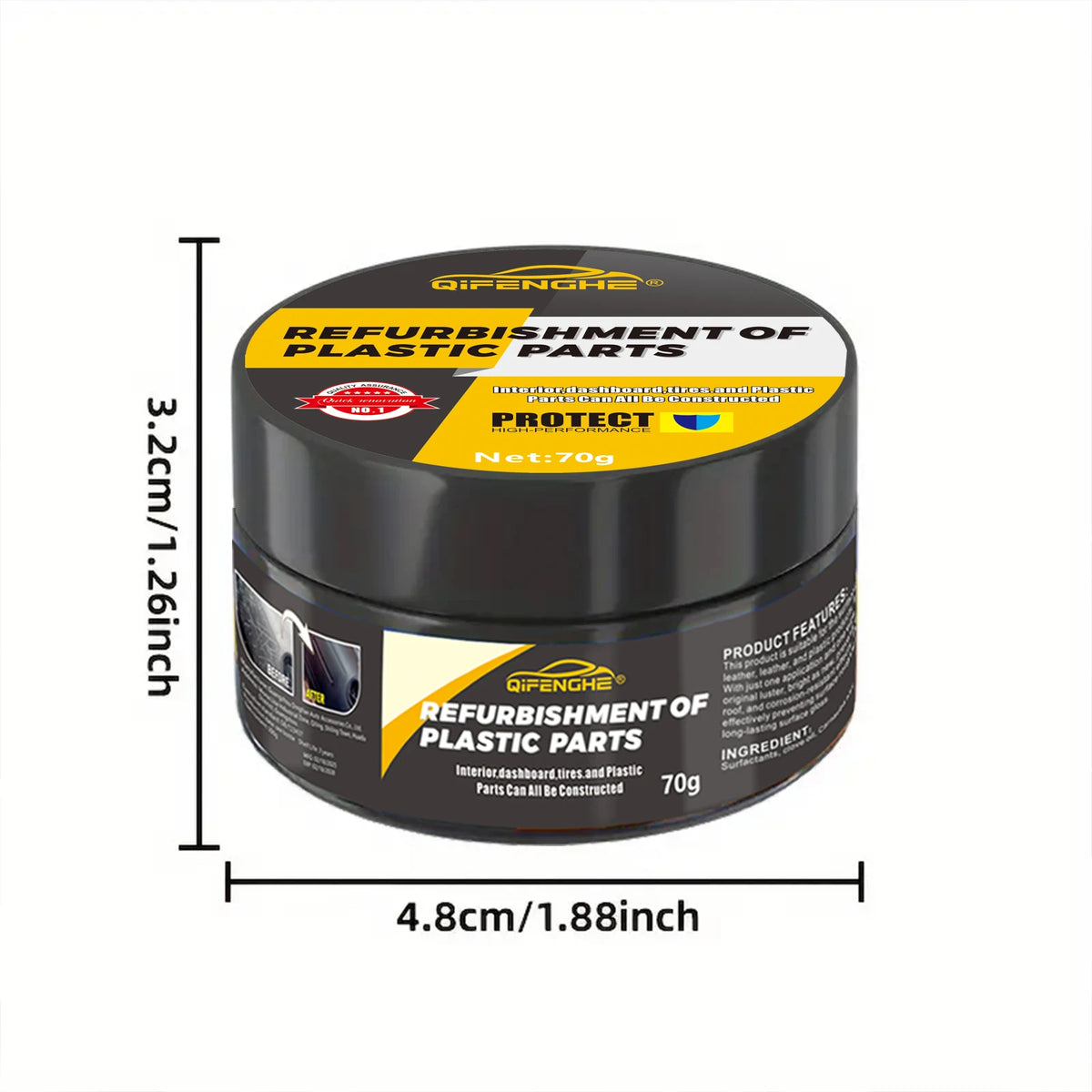 Automotive Plastic Polishing Wax, 70g additional angle