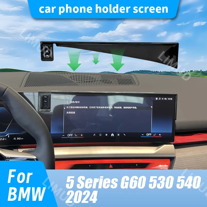 14.9-inch Screen Car Mobile Phone Holder FOR BMW 5 Series G60 525 530 540 2024 Wireless Charging Gravity Mount Car Accessories