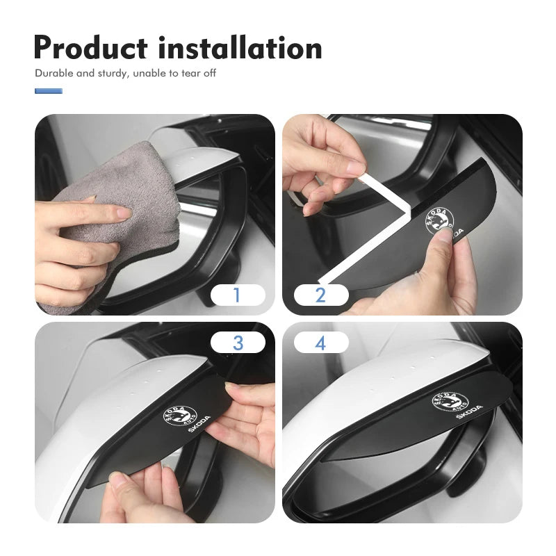 For Skoda Car Side Rearview Mirror Rain Eyebrow Sun Visor Protector Octavia Superb RAPID FABIA KAMIQ KAROQ KODIAQ YETI