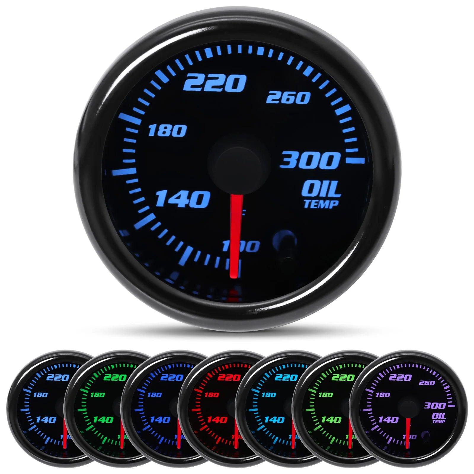 2'' 52mm 7 Color Car Gauge Set | Multi-Function 12V Gauge with Digital and Analog D additional angle