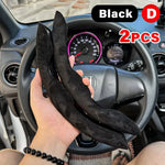 2PCS Universal Round Car Steering Wheel Cover Winter Fur Warm Carbon Fiber Leather An lifestyle view