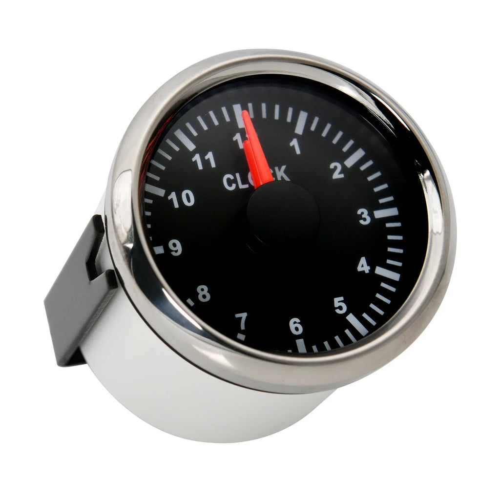 52mm Clock Gauge with Red Backlight 0-12 Hours Instrument 2inch Hour Meters for Car Boat Yacht Show Clock Meters 9-32V Universal
