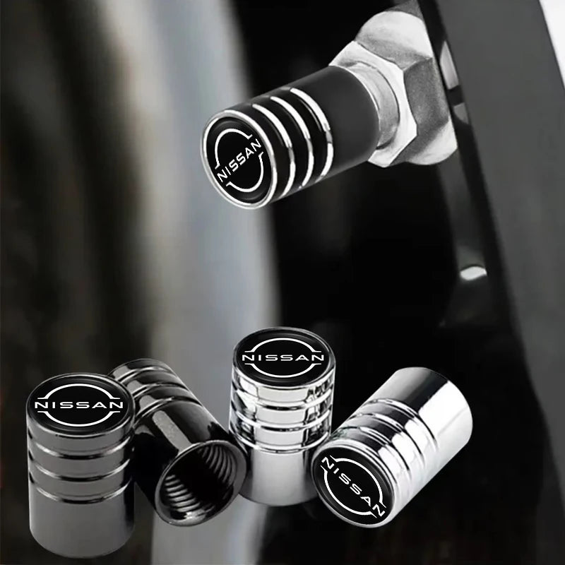 4Pcs Metal Tire Valve Caps for Nissan Models | Car Wheel Stem Covers Set
