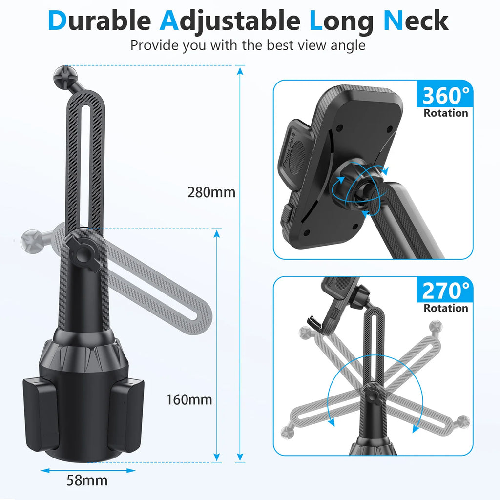 Adjustable Cup Holder Phone Mount | Universal Car Truck Golf Cart Accessory alternate view