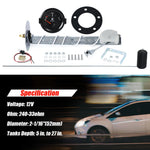 Universal 52mm Fuel Level Gauge with White LED Light | 12V Car Vehicle Meter close-up view