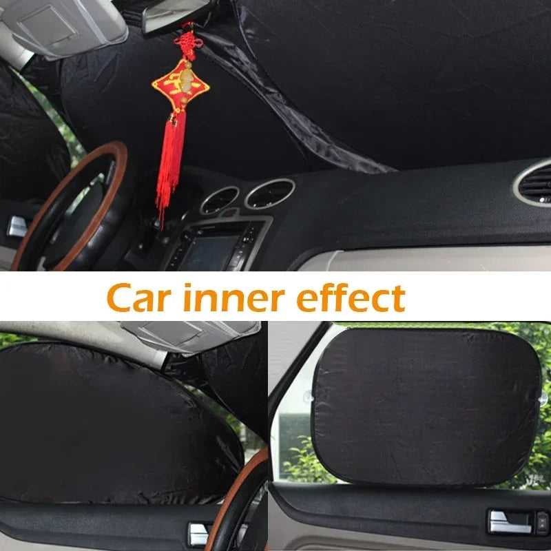 Car Windshield Sun Shade Cover Universal Folding PVC Up To 59 In lifestyle view