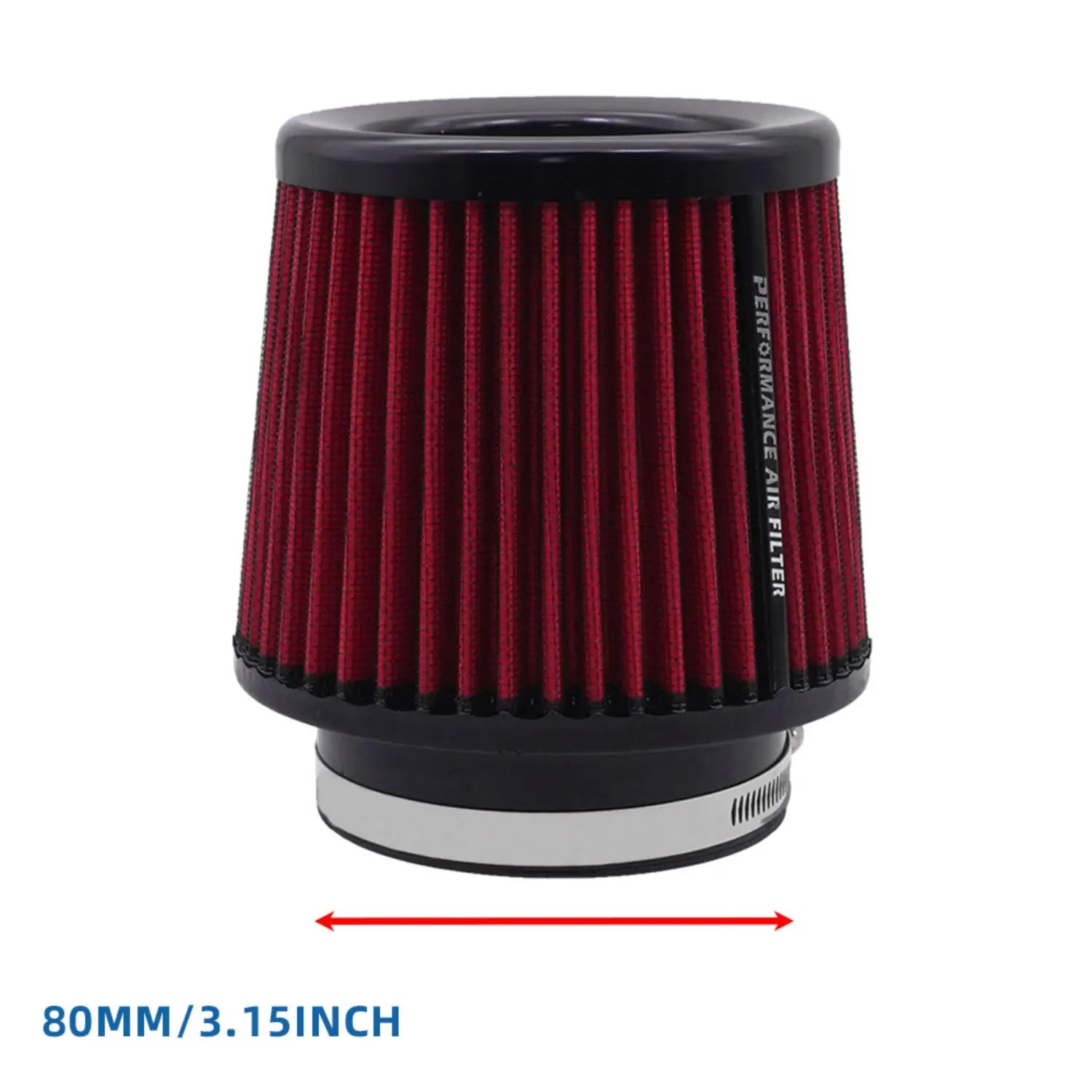 Universal 63/76/80mm Cone Air Intake Filter | Washable High Flow Cold Air Intake for C close-up view