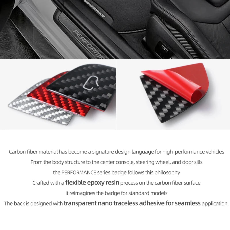 For Tesla Model 3 Highland Model Y Carbon Fiber Door Switch Trim | Interior Sticker additional angle