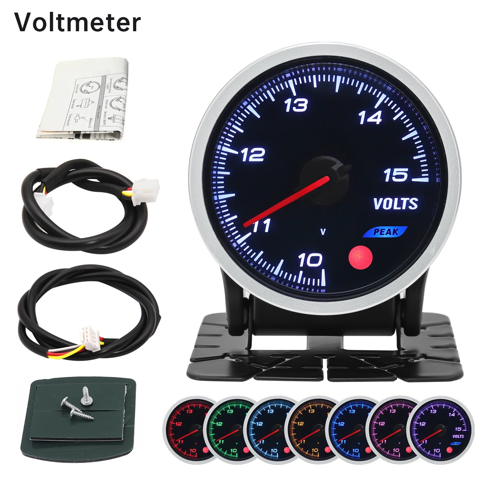 Universal 52mm 8 Color Car Gauge Set | 12V Racing Dash Meter Kit alternate view