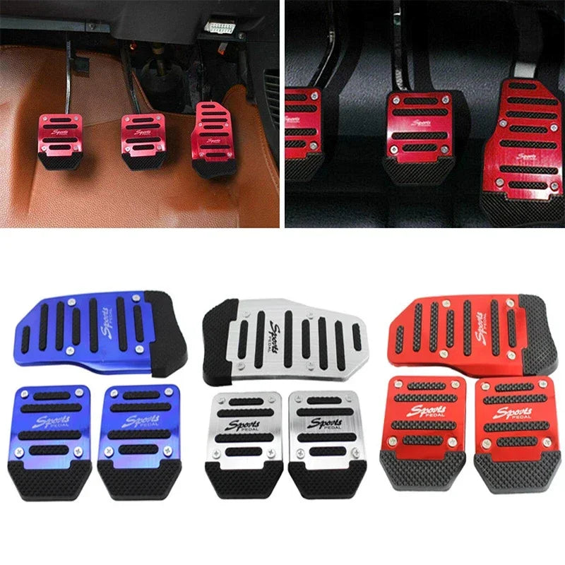 New 2Pcs/3Pcs/set Universal Non-Slip Aluminum Manual Transmission Car Pedal Cover Set Kit Pedali Red